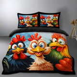 Chick Trio 3-Piece Quilt Style Duvet Cover Set