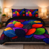 Colorful Leaves 3-Piece Quilt Style Duvet Cover Set