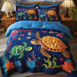 Colorful Sea Turtles 3-Piece Quilted Style Bedding