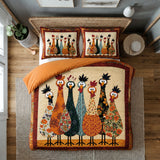 Fabric Chickens 3-Piece Duvet Cover Set