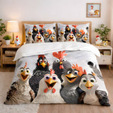 Flock Party 3-Piece Quilt Style Duvet Cover Set