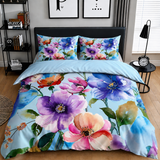 Floral Blue Whisper 3-Piece Duvet Cover Set