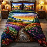 Flower Road 3-Piece Quilted Style Bedding