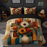 Geometric Floral Rhythm 3-Piece Quilted Bedding Set