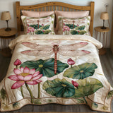 Lotus & Dragonfly 3-Piece Duvet Cover Set