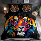 Neon Tiger 3-Piece Quilt Style Duvet Cover Set