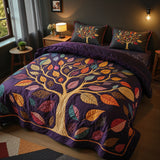 Purple Rhythm Tree 3-Piece Quilted Style Bedding