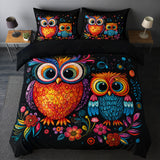 Colorful Owl 3-Piece Duvet Cover Set