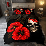 Crimson Skull 3-Piece Quilt Style Duvet Cover Set
