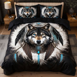 Dreamcatcher Wolf 3-Piece Quilt Style Duvet Cover Set